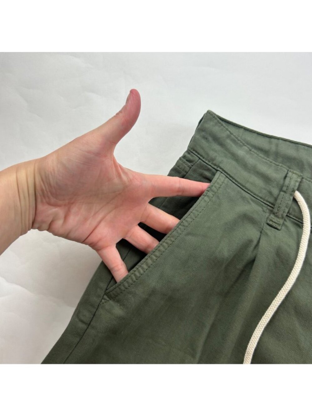 PETITE Old Navy Alpine Tundra Cotton Canvas Drapey Wide Leg Drawstring Pant 2P - Picture 3 of 7